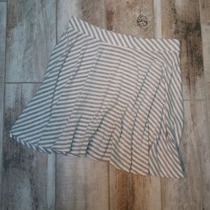 Grey and white striped skater skirt